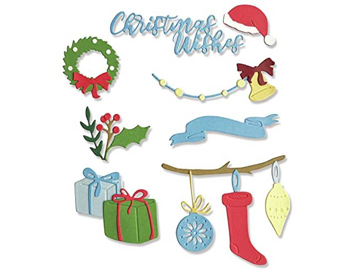 Sizzix Thinlits stanssjablonen, 20PK, kerstversiering, 664702, veelkleurig, eenheidsmaat