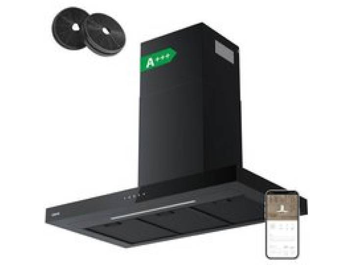 CIARRA AW9102B Hotte Aspirante 90cm APP Contrôle A+++ 650m3/h Booster Touche Tactile Silencieuse 59dB Noir