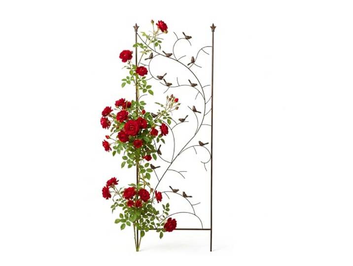 Relaxdays Treillis\, H x L : 150 x 50 cm\, métal\, Jardin Marron motif oiseaux\, tuteur pour plantes grimpantes et rosiers