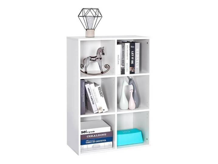 Meuble de Rangement Bibliothèque - MONDEER - Mondeer - Blanc - 6 casiers - Universelle