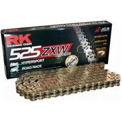 RK Takasago Chain, Motorrad Zubehör, RK Antriebskette 525ZXW-110 (XW-Ring) mit Öse (CLF) inklusive, goldfarben (Kapazität: bis zu 1300