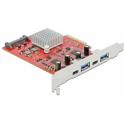 Delock PCI-Express-Karte USB 3.1 Gen2 - 2x USB-A + 2x USB-C, Kontrollerkarte