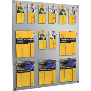 Kerkmann Prospekthalter 6201, Focus, alusilber, Wandprospekthalter, Metall, 9 x A4 - 18 x DIN lang