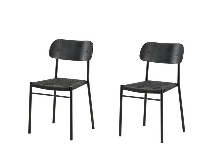 Esszimmerstuhl VENTURE HOME, schwarz (schwarz, schwarz, schwarz), B:45cm H:80cm, Polyester, Sperrholz, Stahl, Stühle, Esszimmerstuhl, Polsterstuhl, Stoffbezug, schwarze Stahlbeine, schlank, minimalistisch