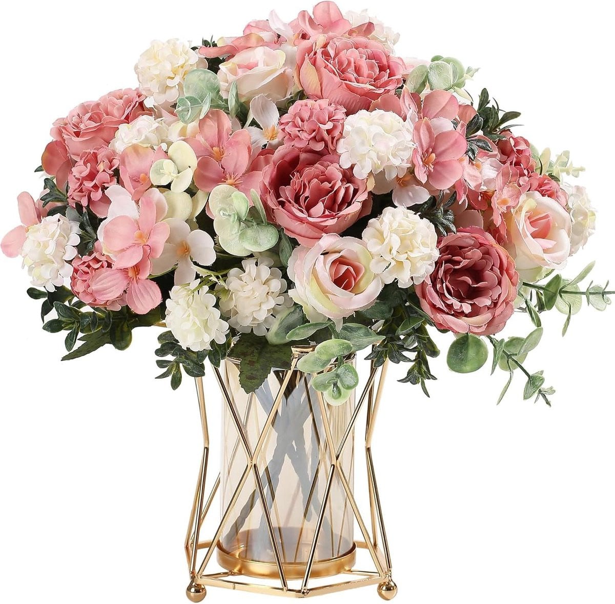 Realistisch Kunstbloemen Boeket voor Huisdecoratie - Roze - 32 cm