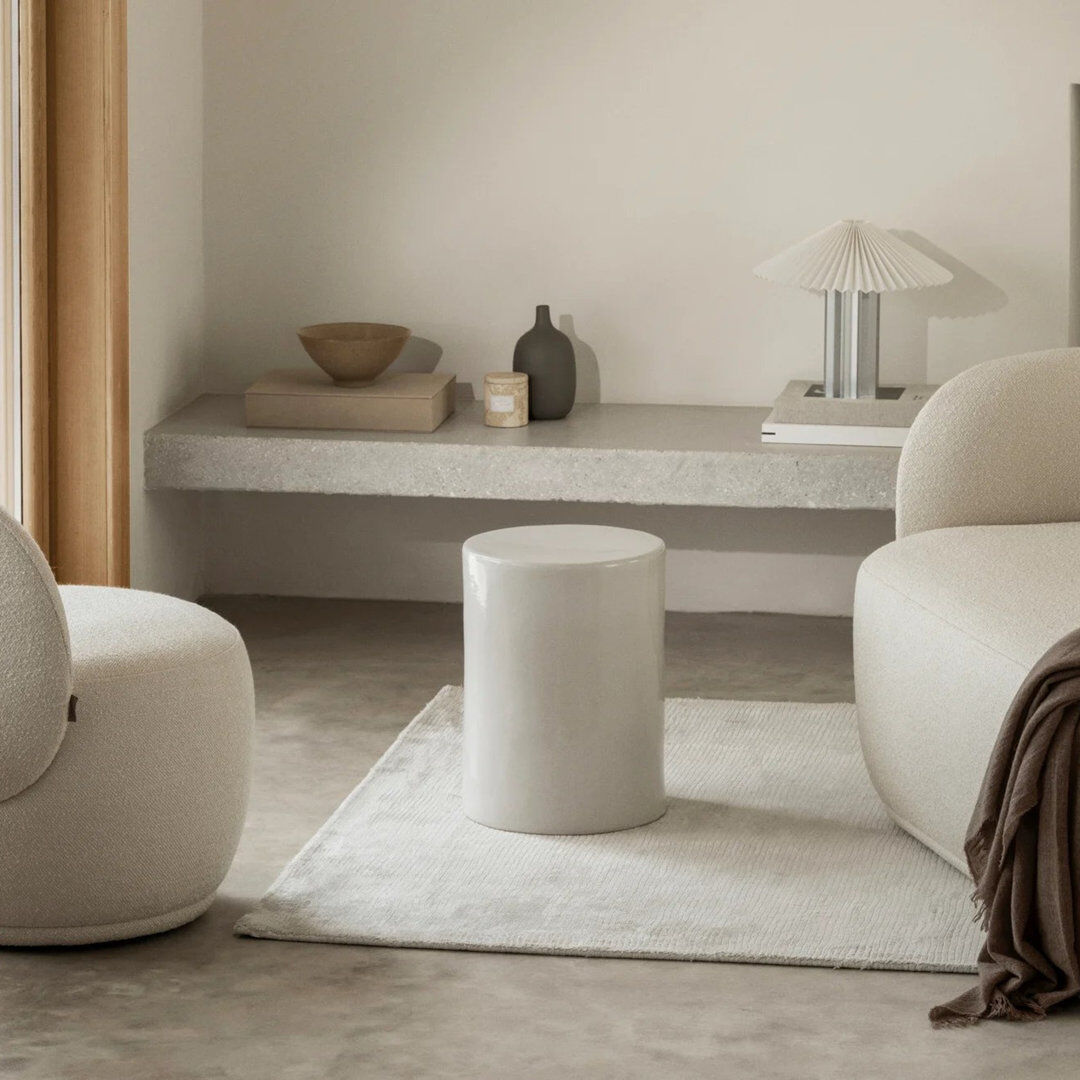 Blomus Ceramic Accent Stool White 44cm H X 33cm W X 33cm D
