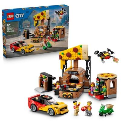 LEGO City 60496 Pizza-Liefererlebnis mit Fahrzeugen, Spielzeug-Pizzeria, Spielset für Kinder