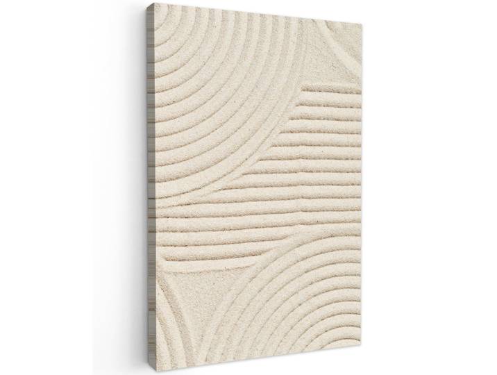 MuchoWow Leinwandbild - Muster - Abstrakt - Weiß - 80x120 - Wanddeko, Beige, Textil, Kiefer, Rechteckig, 80x120 cm, gerahmt, Bilder & Rahmen, Bilder, Wandbilder