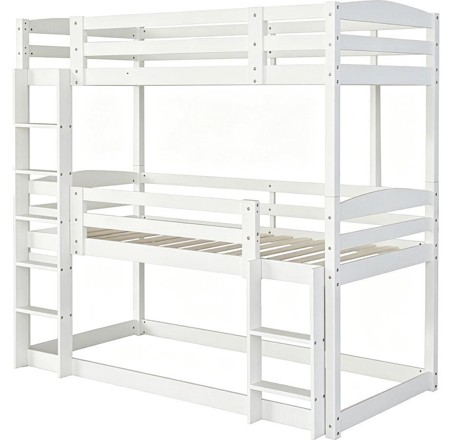 Holz-Etagenbett mit Treppe "Sephora" - 90 x 190 cm - Weiß