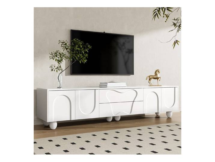 MODFU Lowboard Stabiler Schrank mit Naturholzbeinen (Fernsehschrank,TV-Board, 1 St., Wohnzimmer-Schrank mit speziellen Schubladen), Kratzfest und pflegeleicht,mit großem Stauraum
