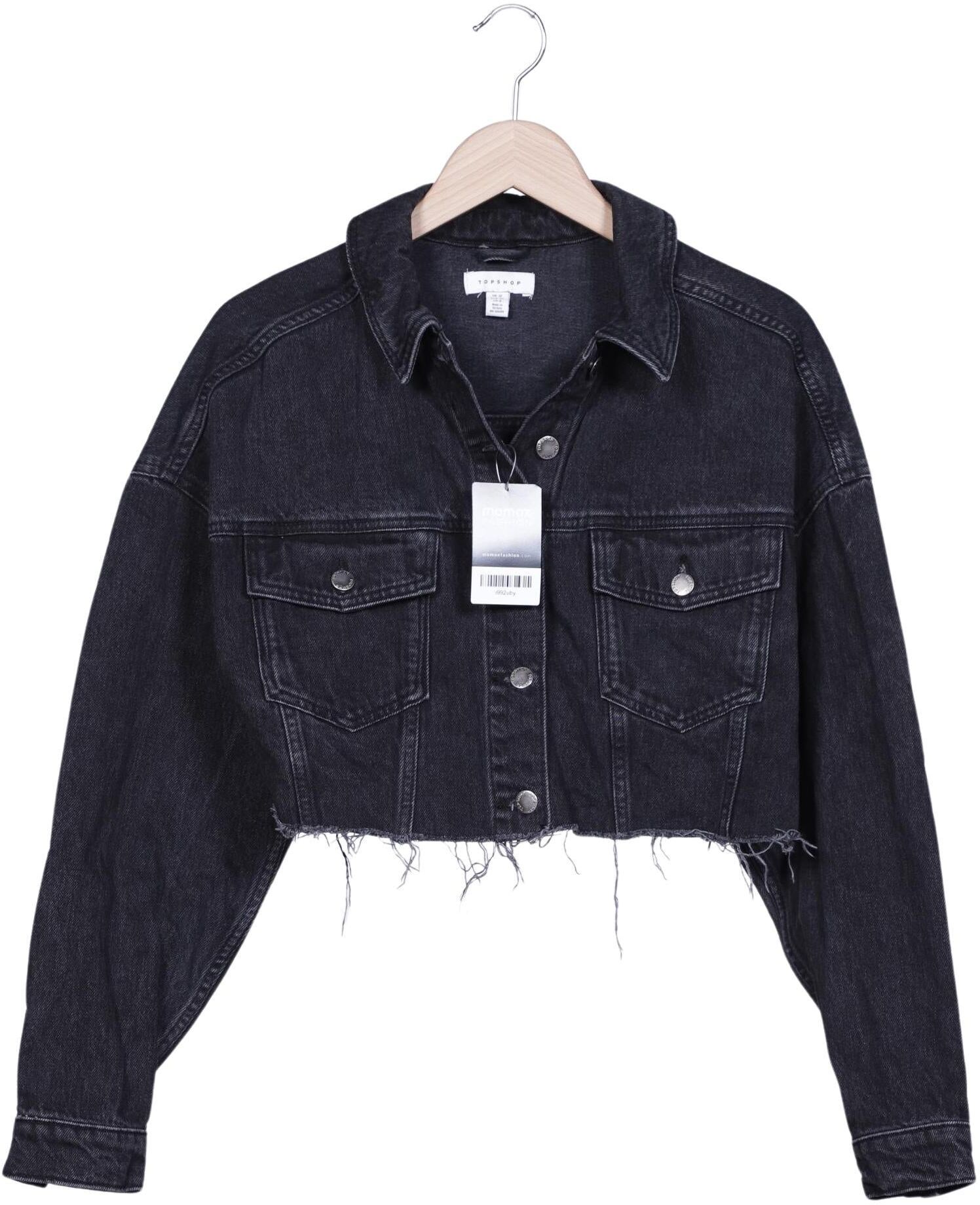Topshop Damen Jacke, Schwarz, Gr. EU 40, Baumwolle - Second Hand