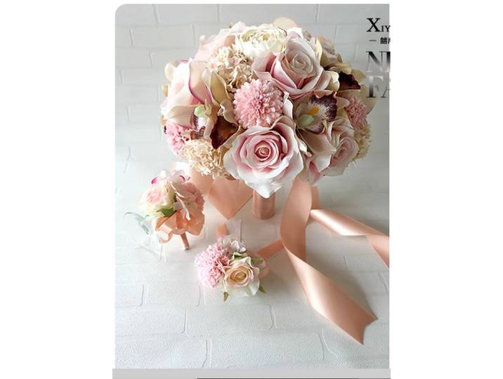 Tenant des fleurs Bouquet de mariée coréenne rose fleurs artificielles accessoires de photographie de mariage ornements de décoration de mariage champagne. C