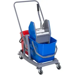 STILVORA Reinigungswagen Putzwagen 73x45x92 cm Blau mit 2 Eimern und Auswringer, Metallrahmen, 4 Rollen und Griff für effiziente Bodenreinigung