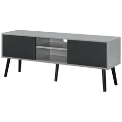 Helloshop26 - Design-TV-Ständer mit 120-cm-TV-Halterung schwarz und hellgrau melaminbeschichtete Spanplatte 03_0005866