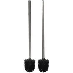 Klassische WC-Bürste 2er-Set - Hygienische Badreinigung, zeitloses Design, Edelstahlgriff (40cm), schwarz - Passt unauffällig in jedes Bad