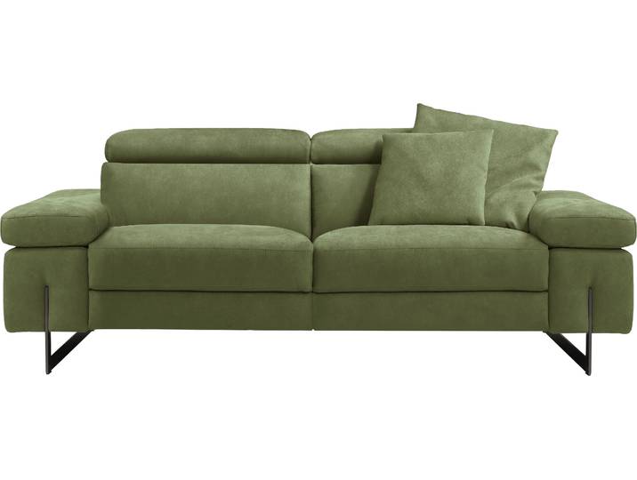 2,5-Sitzer EGOITALIANO Candice, elegant und edel, hochwertiges Designsofa, bequem , grün (kiwi), B:222cm H:100cm T:108cm, Sofas, 2 5-Sitzer, Kopfteile manuell verstellbar, titanumfarbene Kufenfüsse