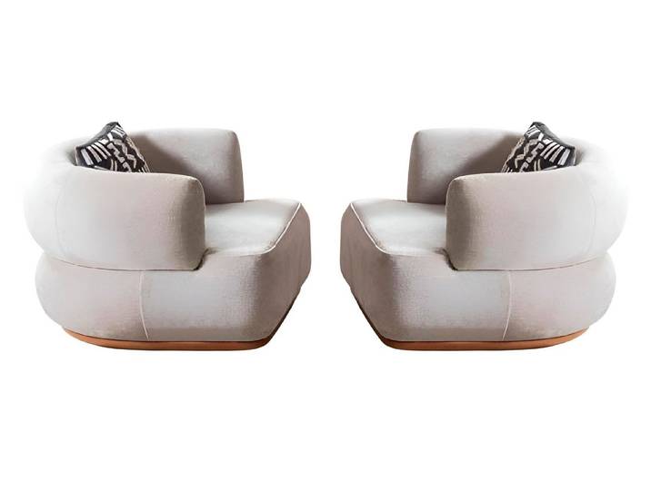 JVmoebel Loungesessel Exklusives Sessel Set in Weiß Beige mit hochwertigem Stoffbezug (Set, 2-St., Exklusives 2er Sessel-Set – Weiß-Beige für modernes Wohnen), Made in Europa
