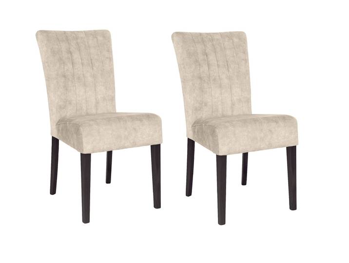 4-Fussstuhl HOME AFFAIRE, beige (wenge lackiert, almond milk 5504, wenge, amour 5504), B:46cm H:93cm T:64cm, Massivholz, Polyester, Stühle, 4-Fussstuhl, vertikale Nähte in der Rückenlehne