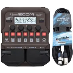 Zoom A1 Four Effektgerät mit XLR-Kabel (Saxophon, Trompete, Violine), Effektpedal, Schwarz