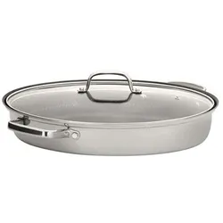 HENSSLERS Fisch- und Schnitzelpfanne inkl. Glasdeckel Oval 40x29cm