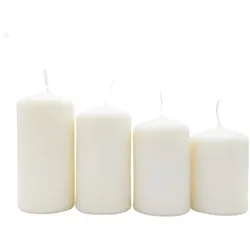Adventskerzen weiß 4er Stumpenkerzen Weihnachtskerze Stufenkerzen Stumpen Kerze Weiß