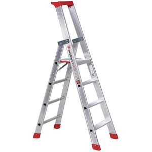 Euroline Stehleiter Nr. 32577, 3257704, mit Plattform, aus Aluminium, bis 150kg, mit 4 Stufen