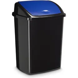 Cep Mülleimer, mit Schwingdeckel, 50 l, Abfalleimer, Schwarz, Blau