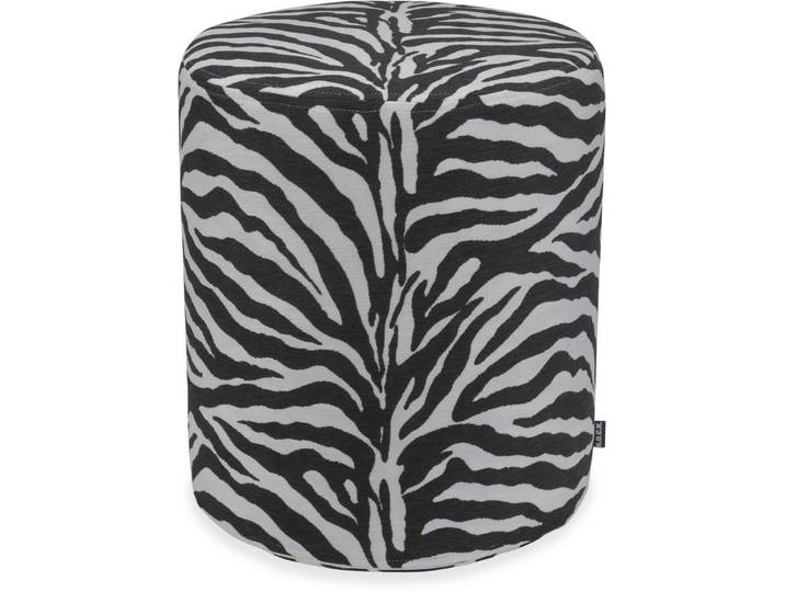 H.O.C.K. Sitzhocker H.O.C.K. Zari Hocker Pouf ø40x45cm rund - Schwarz Weiß Zebra Muster, Hocker, Barhocker & Sitzhocker, Pouf, Badhocker, Wohnzimmer Hocker