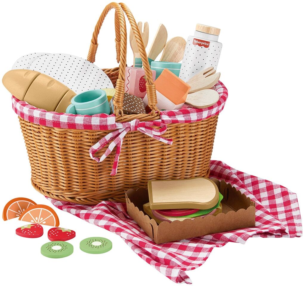 Fisher-Price Juego de cesta de pícnic de madera con comida .