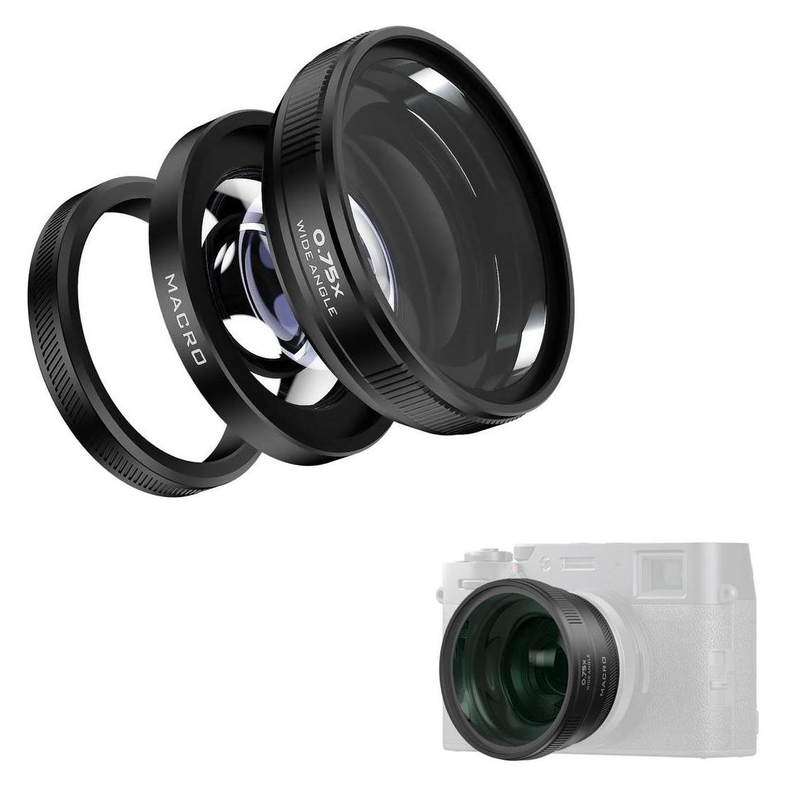 Freewell FW-FU-XMWA-B Fuji X100VI/X100V 2-in-2 Wide Angle & Macro Lens Black (FW-FU-XMWA-B)