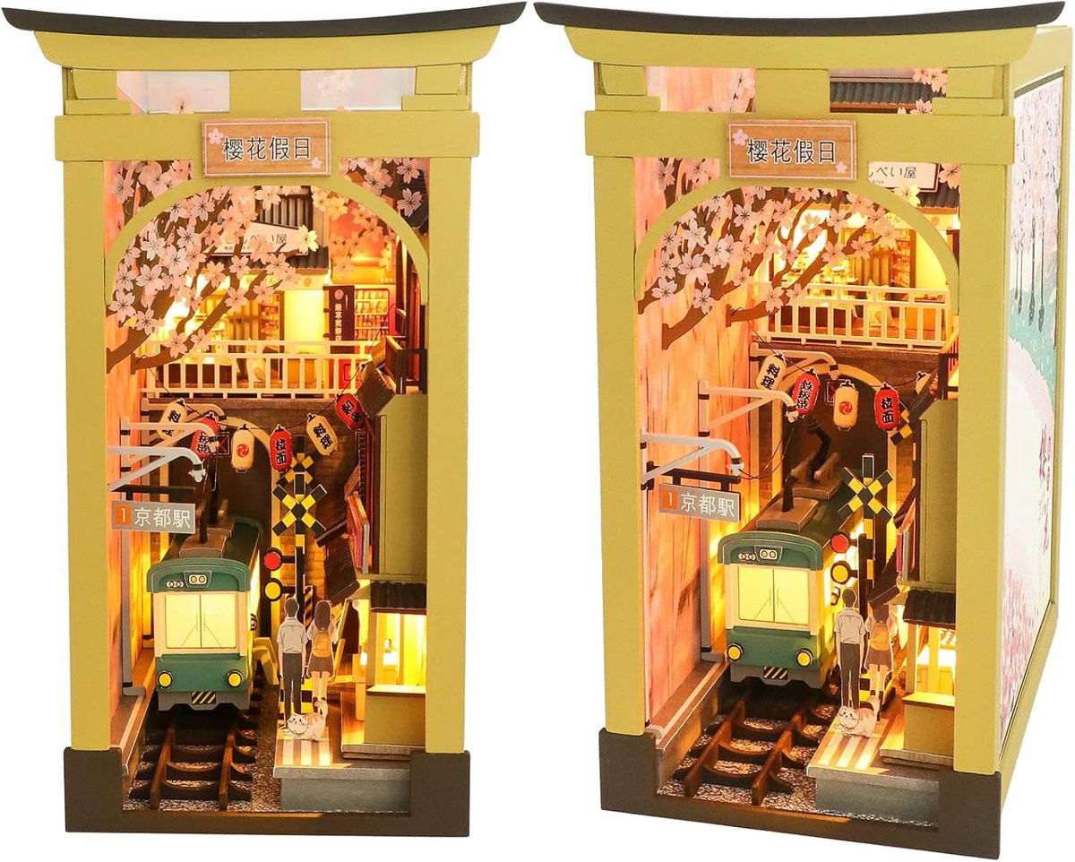 Miniatuur Boekenhoek Diorama Boekenlegger met LED Verlichting - Multi