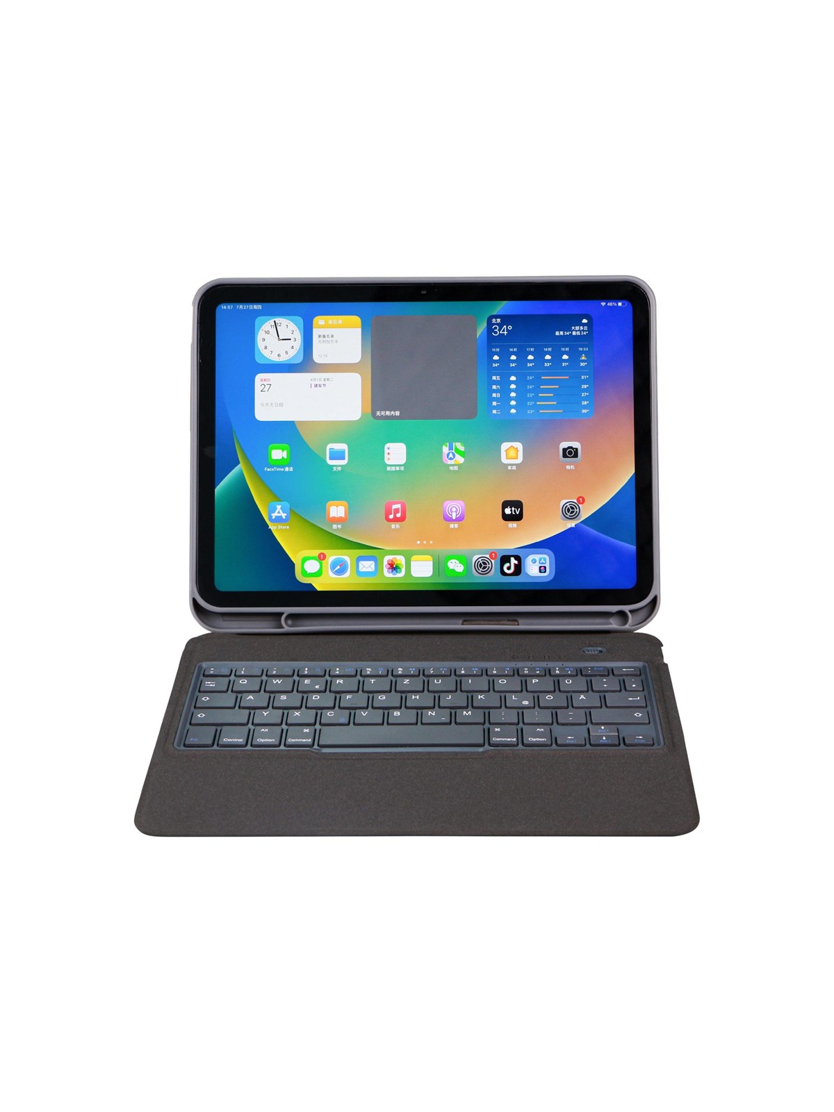 Deqster Slim 2 - keyboard and folio case - Tastatur & Folio-Set - Deutsch - Grau