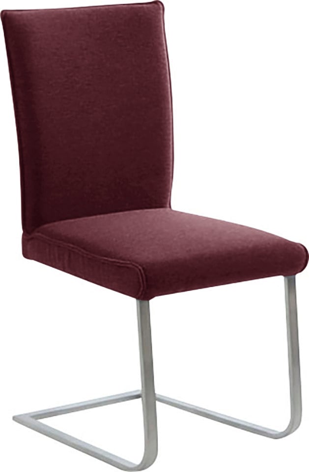 Freischwinger K+W KOMFORT & WOHNEN "Santos III", rot (bordeaux 15, edelstahlfarbig), B:47cm H:99cm T:62cm, Stühle, Freischwinger, mit Sattlernaht, Gestell aus Edelstahl, hochwertiger Sitzkomfort bordeaux 15, edelstahlfarbig B/H/T: 47cm x 99cm x 62cm, Flac