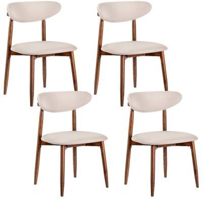 Costway Set of 4 Fabric Upholstered Dining Chairs with Curved Backs-Beige