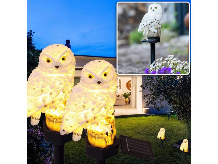 2er-Set LED Solar-Eule Solar Gartenleuchte