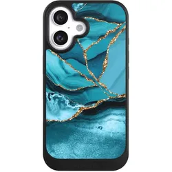 Nivocase Hülle für Apple iPhone 16 Handyhülle NIVOcore Case Schwarz Edelstein Glitzer Look Marmor (Apple iPhone 16), Smartphone Hülle, Schwarz