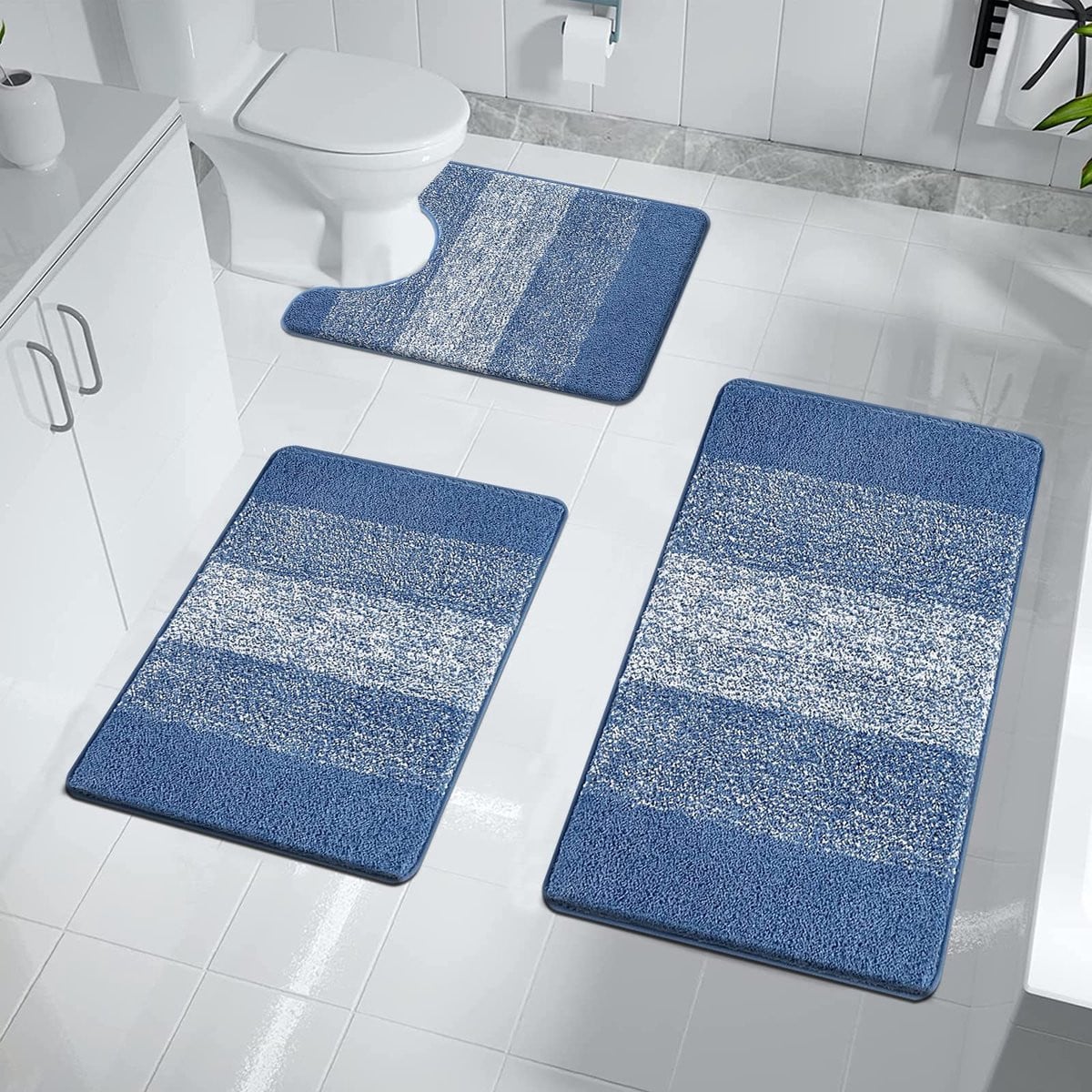 Unyqoos Zeer Zachte Hoogpolige Badmatset met Antislip voor Badkamercomfort