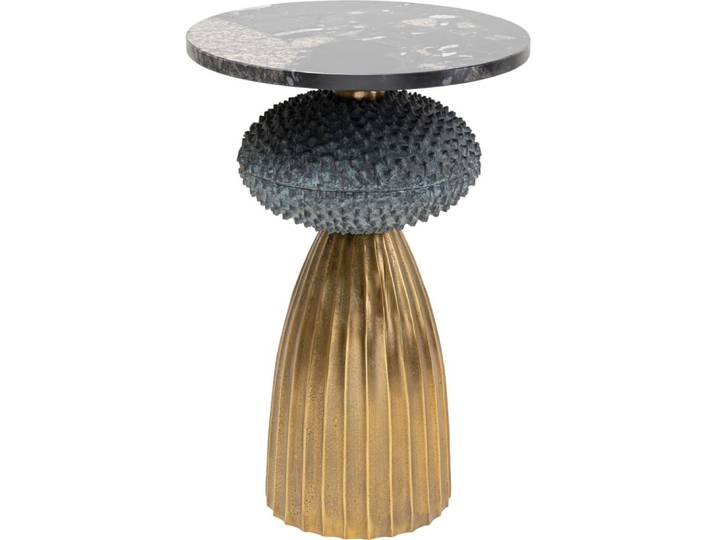 Table d'appoint en marbre noir et aluminium doré d43