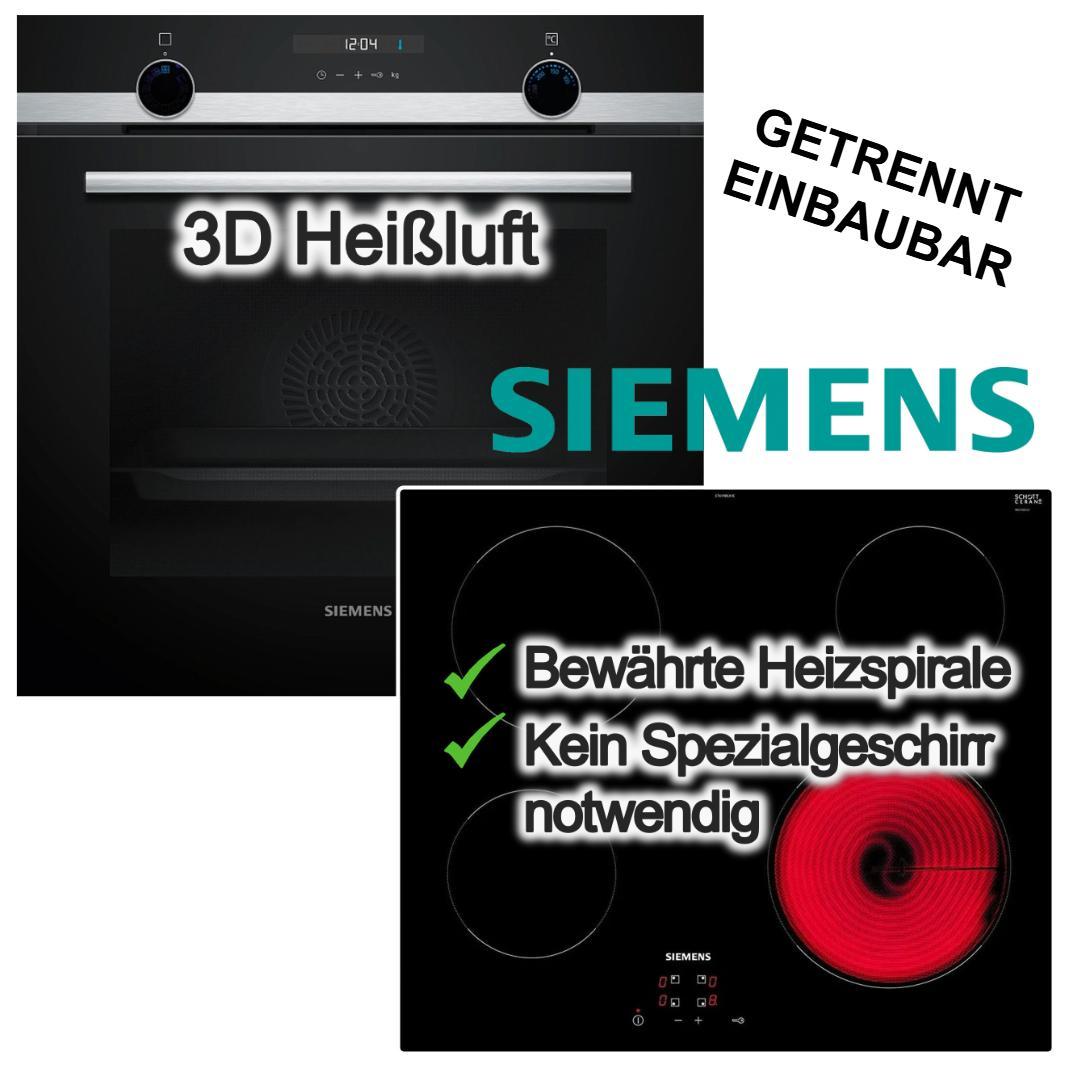Herdset Siemens Backofen 3D Heißluft Hydrolyse Schnellheizen Pizzastufe +Elektrokochfeld 4 Zonen autark