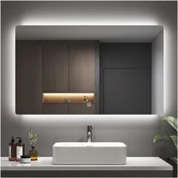 Emke, Spiegel, LED Badezimmerspiegel 100×60 cm Kaltweiss 6500 K Dimmbar Touch-Schalter (100 x 60 cm)