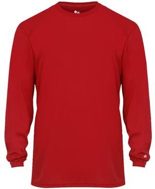 Badger Sport 4104 B-CORE LONG SLEEVE Top in Red size 3XL   Polyester BG4104, 410400