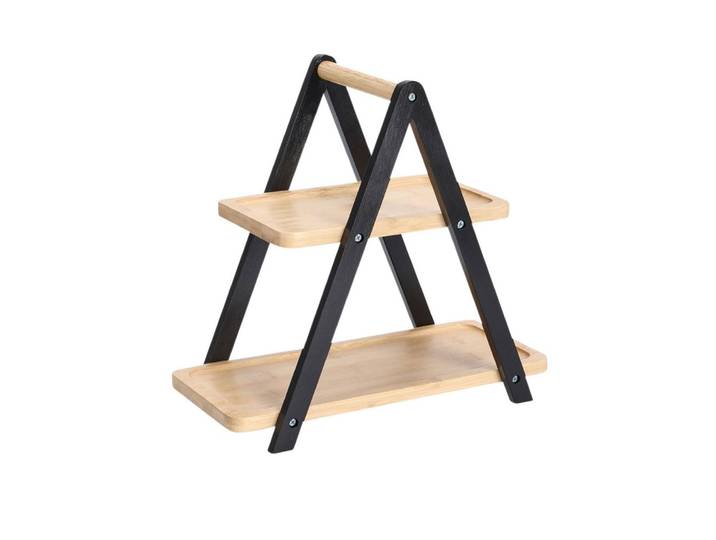 Etagere ZELLER PRESENT, beige (natur, schwarz), B:17,2cm H:2cm L:34cm, Servierplatten, Etagere, Holzart: Bambus (China)
