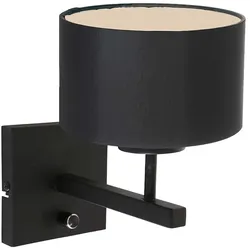 Wandleuchte Wandlampe Flurlampe Schlafzimmerleuchte Metall Stoff Schwarz