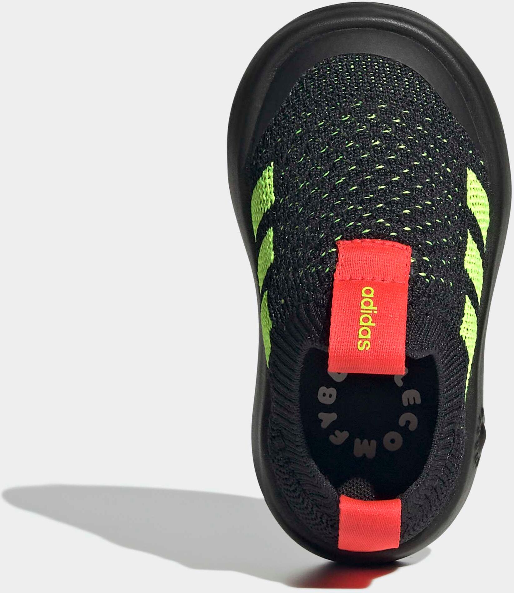 Slip-On Sneaker ADIDAS SPORTSWEAR "BUBBLECOMFY KIDS", Kinder, Gr. 23, schwarz (core schwarz, lucid lemon, lucid rot), Textil, Schuhe Slip-On Sneaker, für Kinder core schwarz, lucid lemon, lucid rot 23
