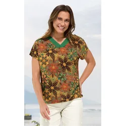 Viskose-Mix-Shirt in Druck grün in Größe 36/38 von DW-Shop, Grün, 36/38