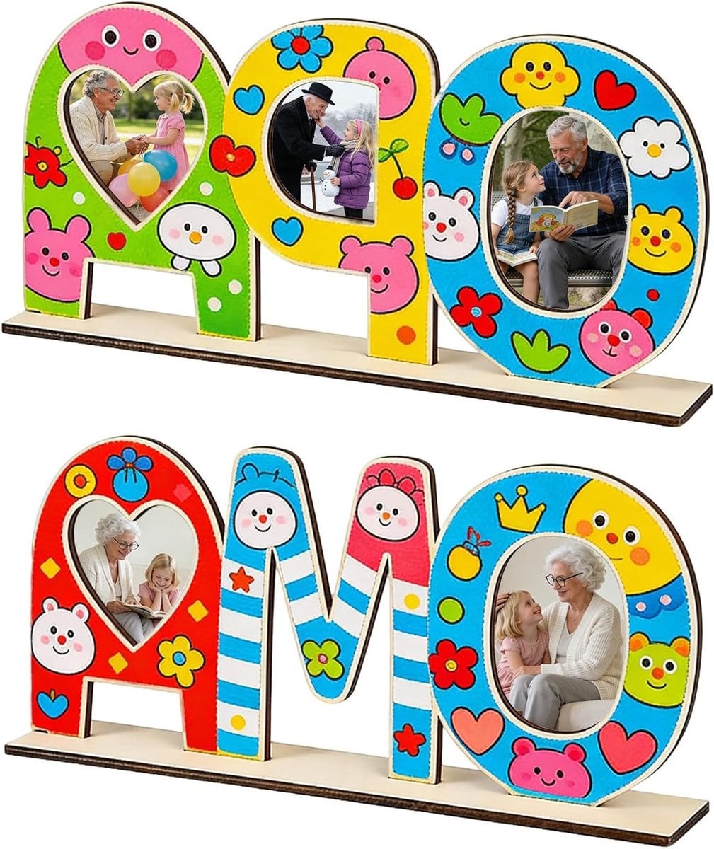 Creatieve DIY Cadeauset voor Grootouders met Houten Letters en Fotolijst