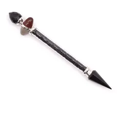 Shiva Lingam Magic Wand - Black Tourmaline & Agate - Protection