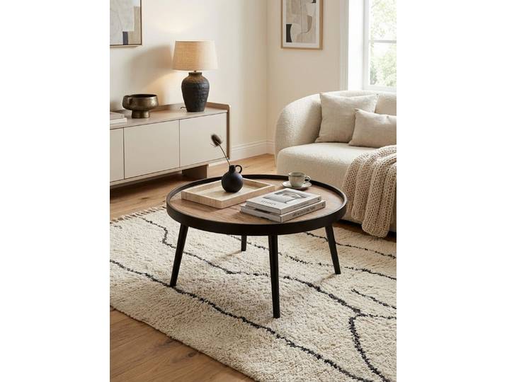 KADIMA DESIGN Couchtisch Couchtisch Rund 76x76x40 cm Schwarz Braun Sofatisch Modern, Runder (Loungetisch), Wohnzimmertisch Salontisch, Tisch Wohnzimmer Groß, Kaffeetisch