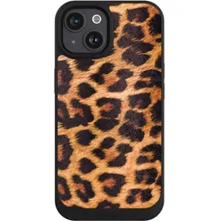 Nivocase Handyhülle für Apple iPhone 15 Hülle NIVOpure Case Schwarz Animalprint Fell Leopard (Apple iPhone 15), Smartphone Hülle, Schwarz