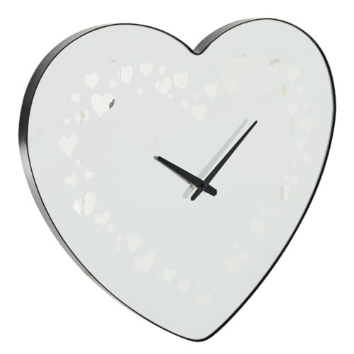 J-Line Wandklok Hart Zwart Glas